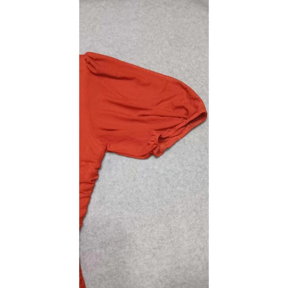 NWT! Merokeety One Sleeved Dress Size M Burnt Orange Color Beautiful Casual Mesh - Picture 3 of 10